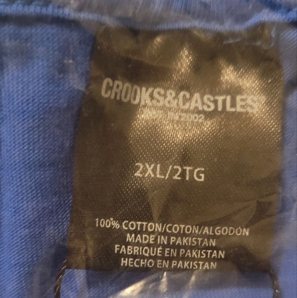 Crooks & Castles Essential Split Hem Tee. Color:Royal. Various Men's Size XS-3XL - Picture 3 of 3